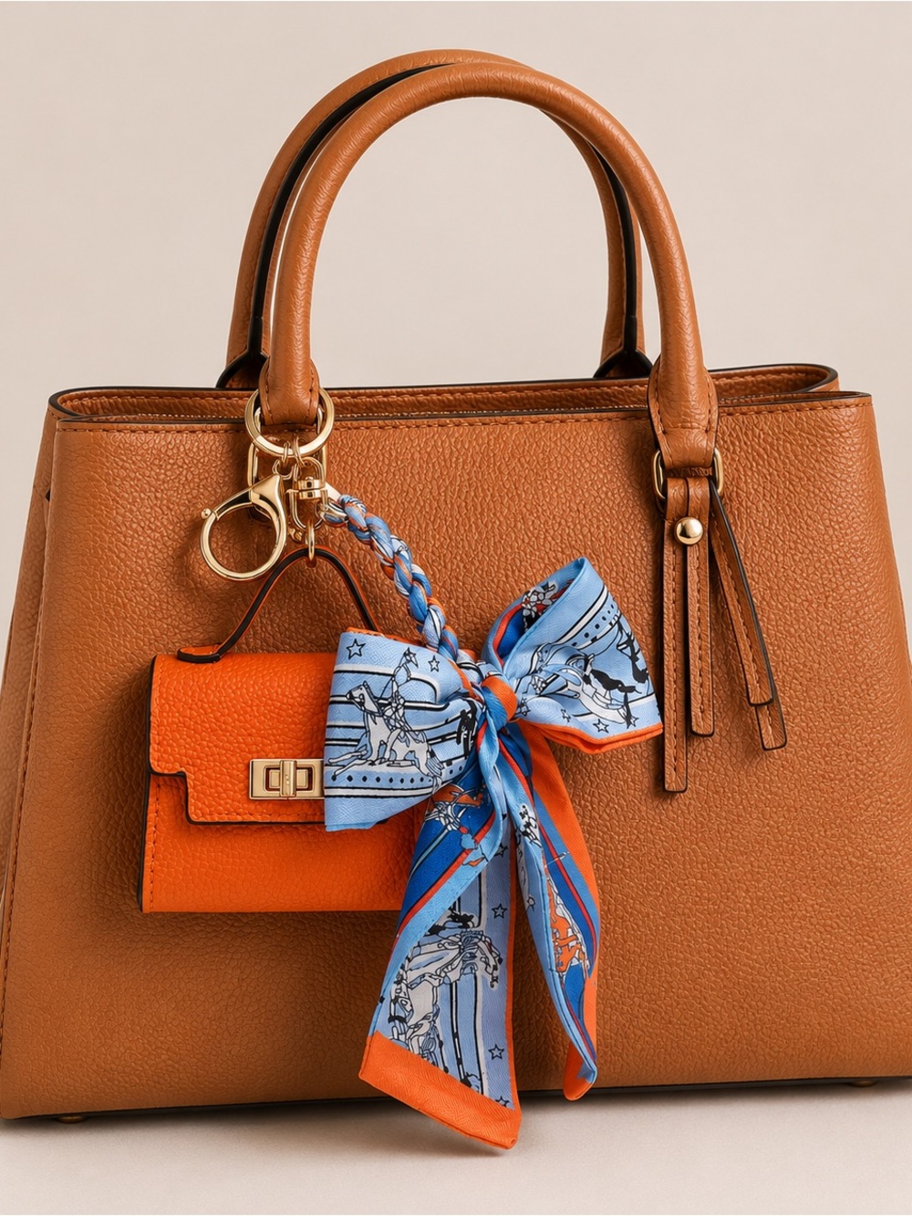 Mini Luxe Bag Charm with Twilly Accent - Picture 2 of 2